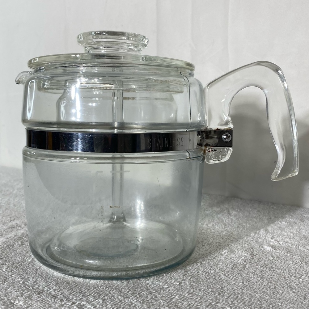 Vintage Pyrex Flameware Glass Stovetop Percolator Coffee Pot
